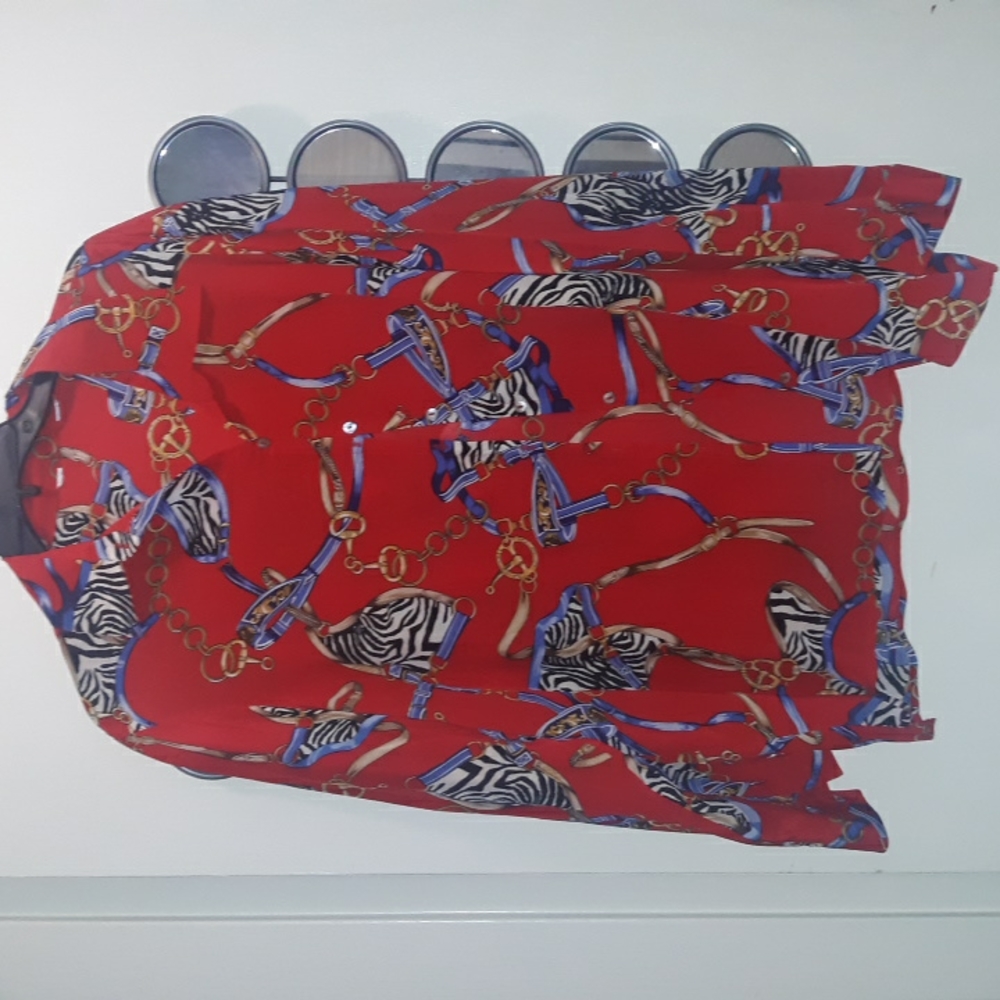 🌺RED ZEBRA PRINT SILK Blouse
